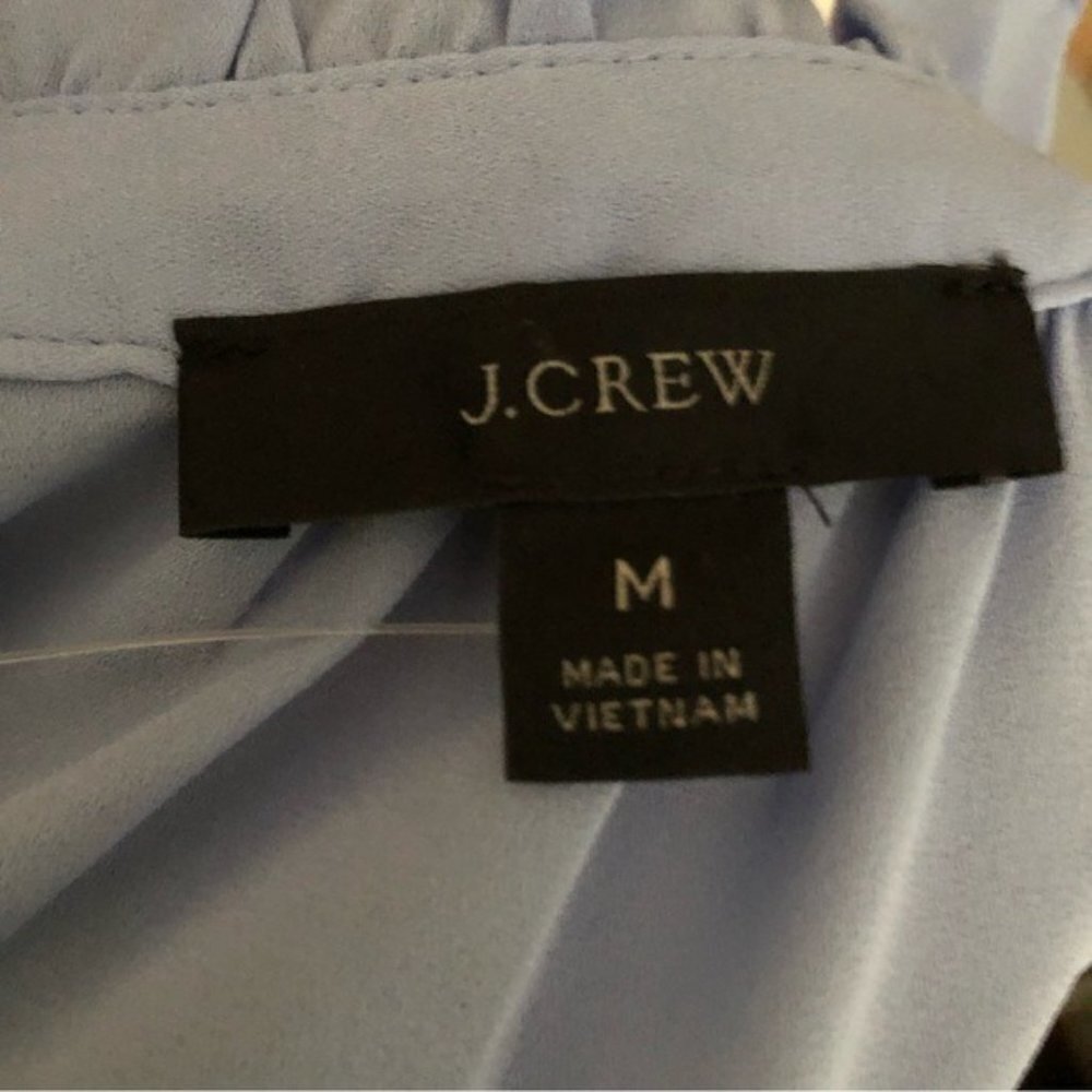 J.Crew Women’s Drapey Blue ruffle‎ tie-neck top - Size Medium - Picture 14 of 14